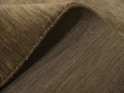 Brown Solid Design Hand-Loomed 9X12 Gabbeh Wool