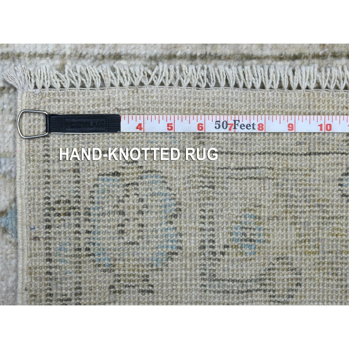 2'6"X19'9"Hand Knotted Angora Oushak Afghan Runner Gray Pure Wool