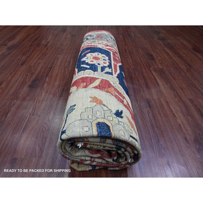 9'X12' Red Seeripe Heris With Flower Design Hand Knotted 100% Wool Rug