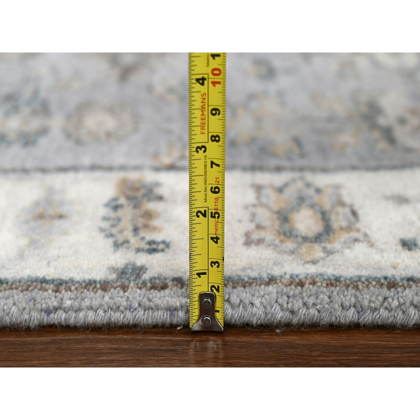 2'6"X11'8" Mist Gray Karjihooz Design Pure Wool Hand Knotted Runner Rug