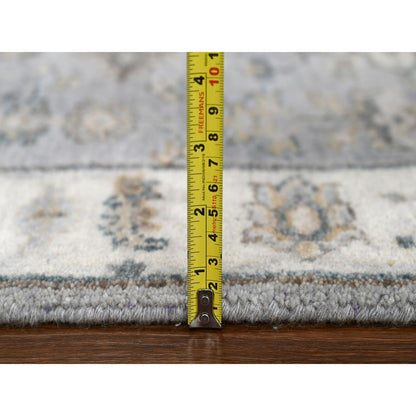 2'6"X11'8" Mist Gray Karjihooz Design Pure Wool Hand Knotted Runner Rug