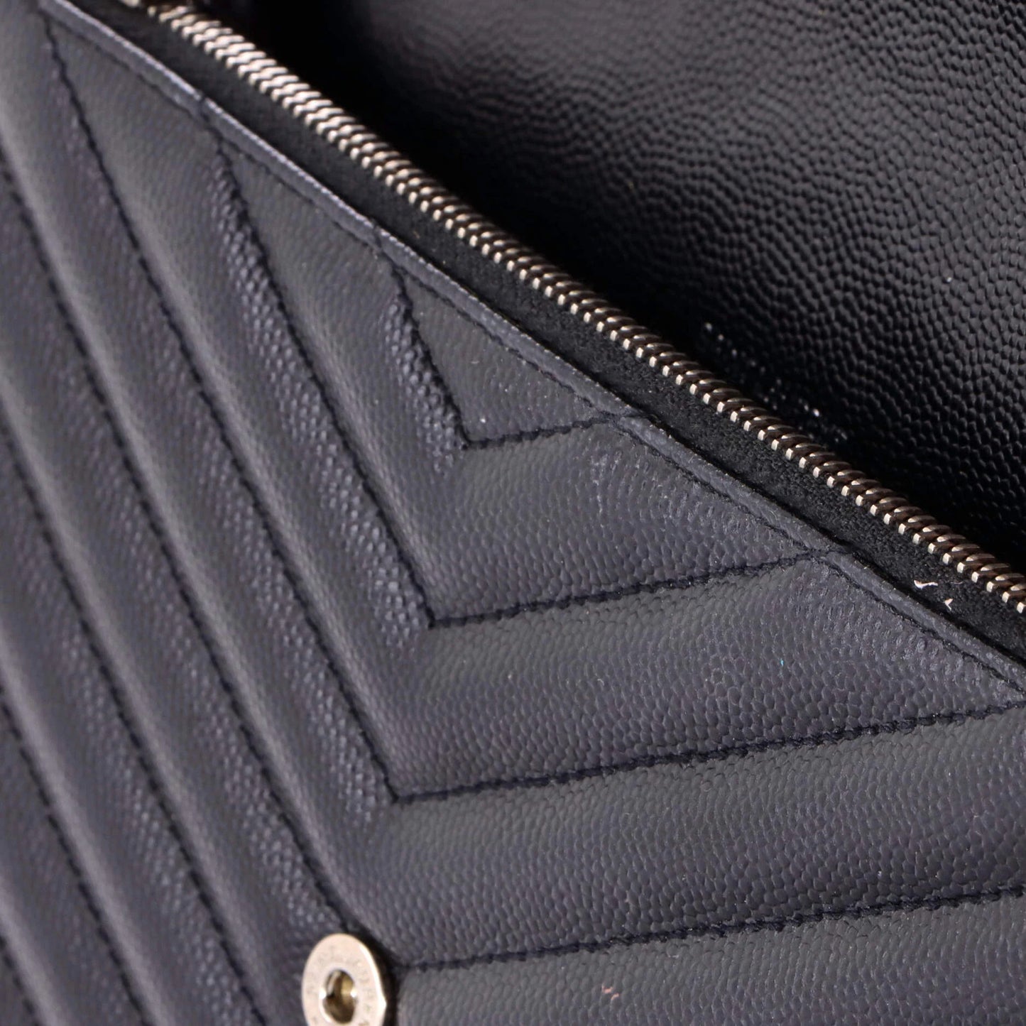 Saint Laurent Classic Monogram Wallet On Chain Matelasse Chevron Leather Small