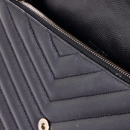 Saint Laurent Classic Monogram Wallet On Chain Matelasse Chevron Leather Small