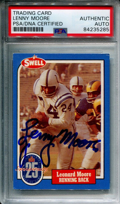 Lenny Moore 1988 Autographed Swell Football Card (Psa)