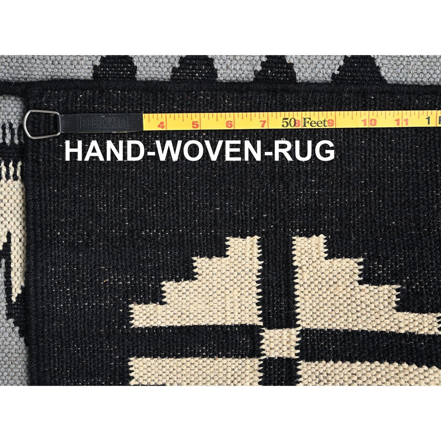 5'3"X7' Gray American Geometric Design Rug Flat Weave Hand Woven Wool