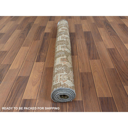 4'X5'9" Green Hand Knotted Super Kazak Khorjin Design Natural Wool Rug