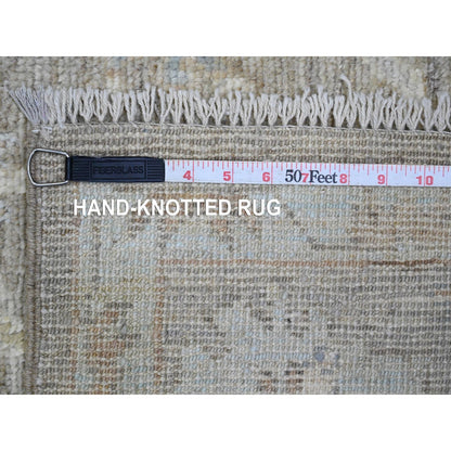 5'X19'9" Brown Angora Oushak Vines Design Hand Knotted Wool Runner Rug