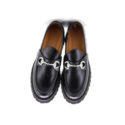 Gucci Women'S Harald Horsebit Loafers Leather With Crystal Detail