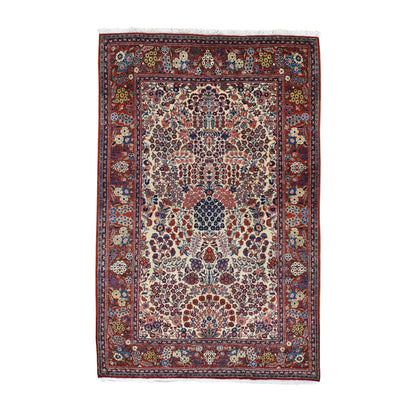 4'4"X6'9" Beige One From A Pair Antique Clean And Soft Oriental Rug