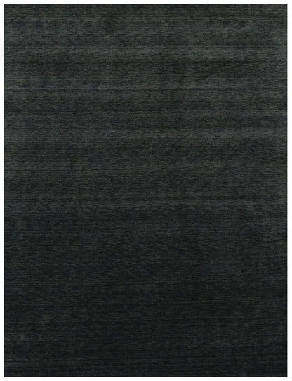 Solid Charcoal Hand-Loomed 9X12 Gabbeh Wool Rug
