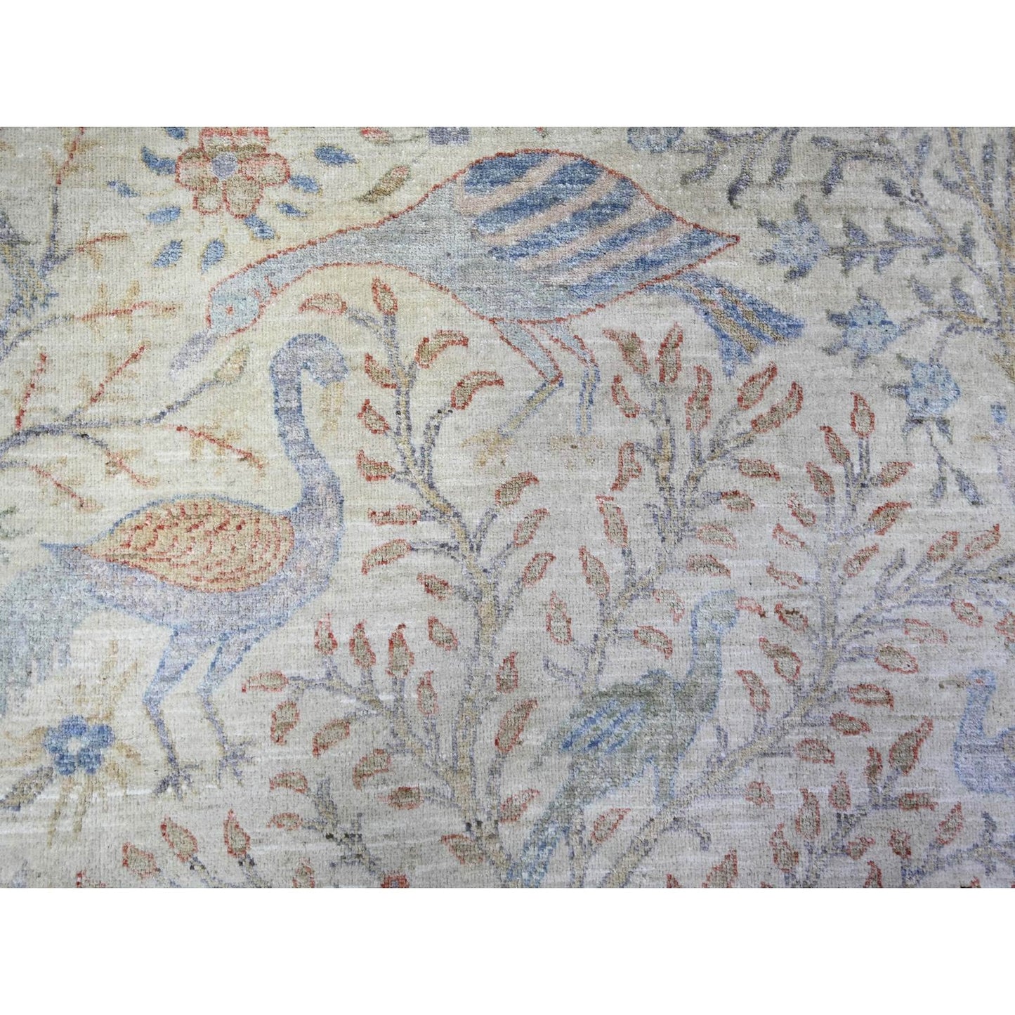 Rug 8'x8' Lexicon Ivory Afghan Peshawar Organic Wool Hand Knotted Round