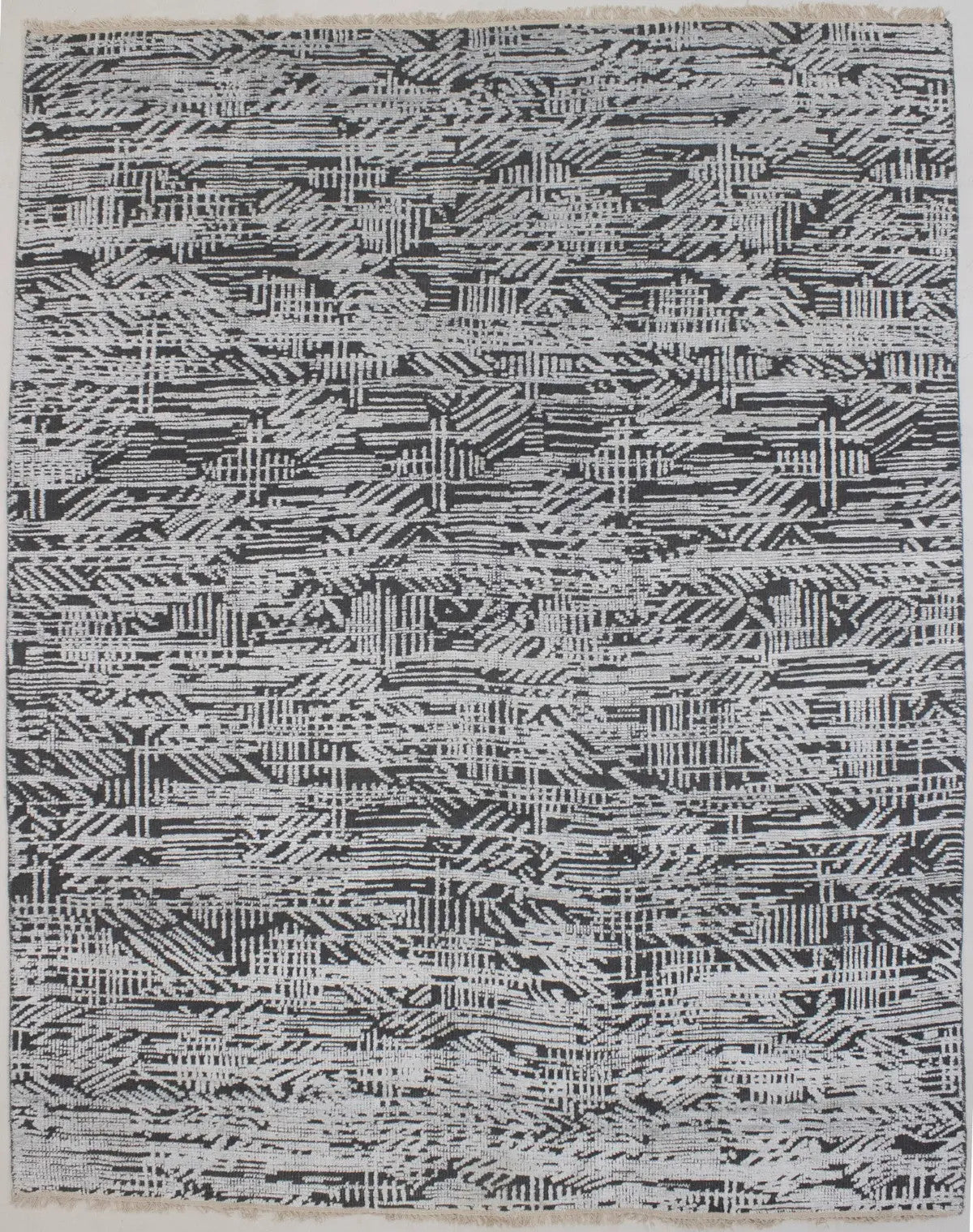 8x10 Hand-Carved Dark Grey Wool Modern Oriental Rug High-Low Relief Carpet