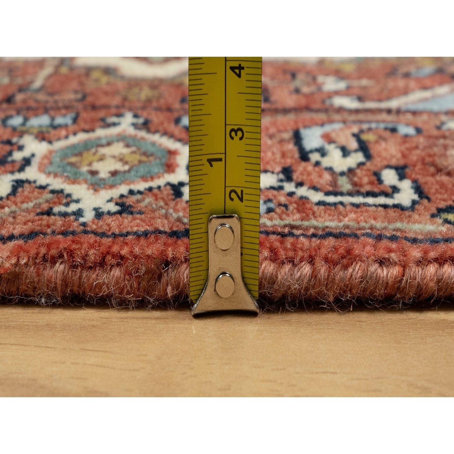 2'X3'2" Red Antiqued Fine Heris Re-Creation Wool Hand Knotted Mat Rug