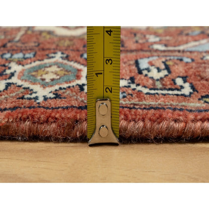 2'X3'2" Red Antiqued Fine Heris Re-Creation Wool Hand Knotted Mat Rug
