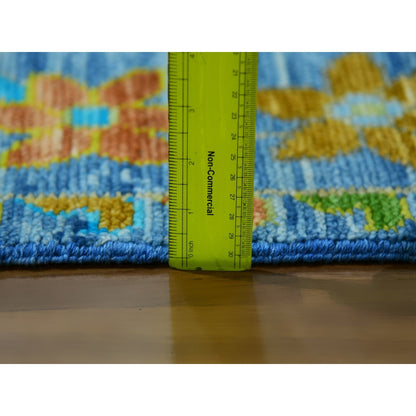 12'3"X15' Blue 100% Wool Colorful Oushak Weave Hand Knotted Oversized Rug