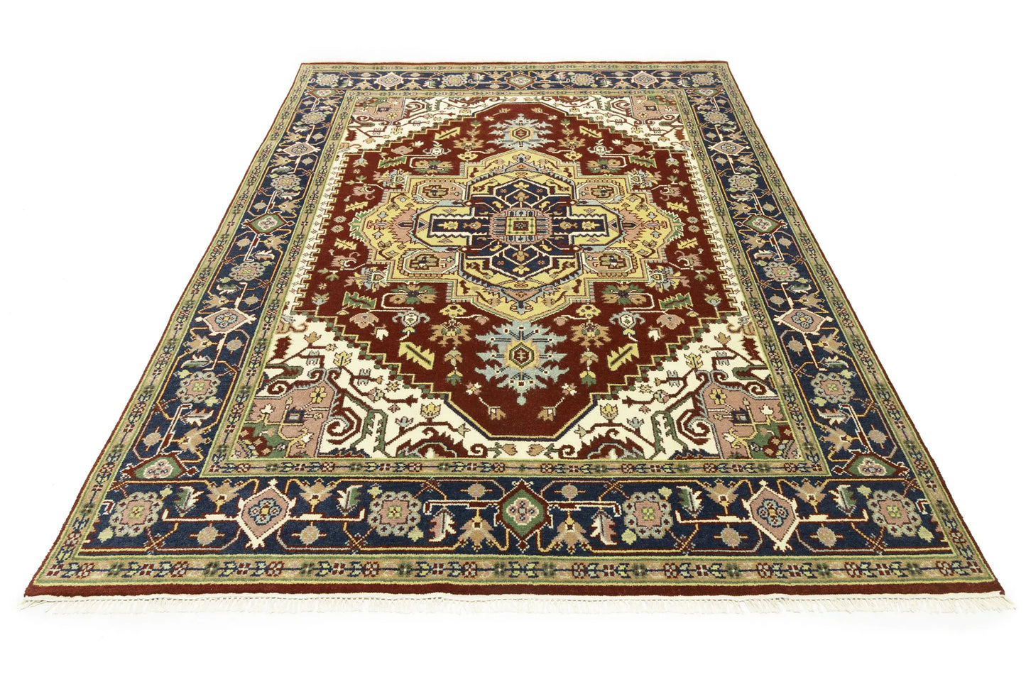 Farmho Rusty Red Geometric Heriz Serapi Oriental