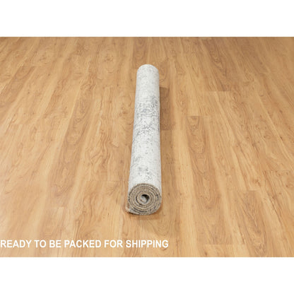 5'3"X7' Wool And Pure Silk Grey Broken Farsian Design Hand Knotted Rug