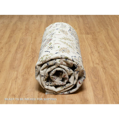 9'9"X13'9" White 250 Kpsi Nain Design Wool And Silk Hand Knotted Rug