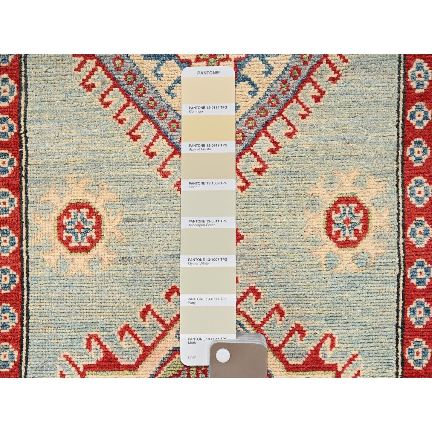 2'9"X13'7" Ivory Kazak With Geometric Design Hand Knotted Rug Wool Runner