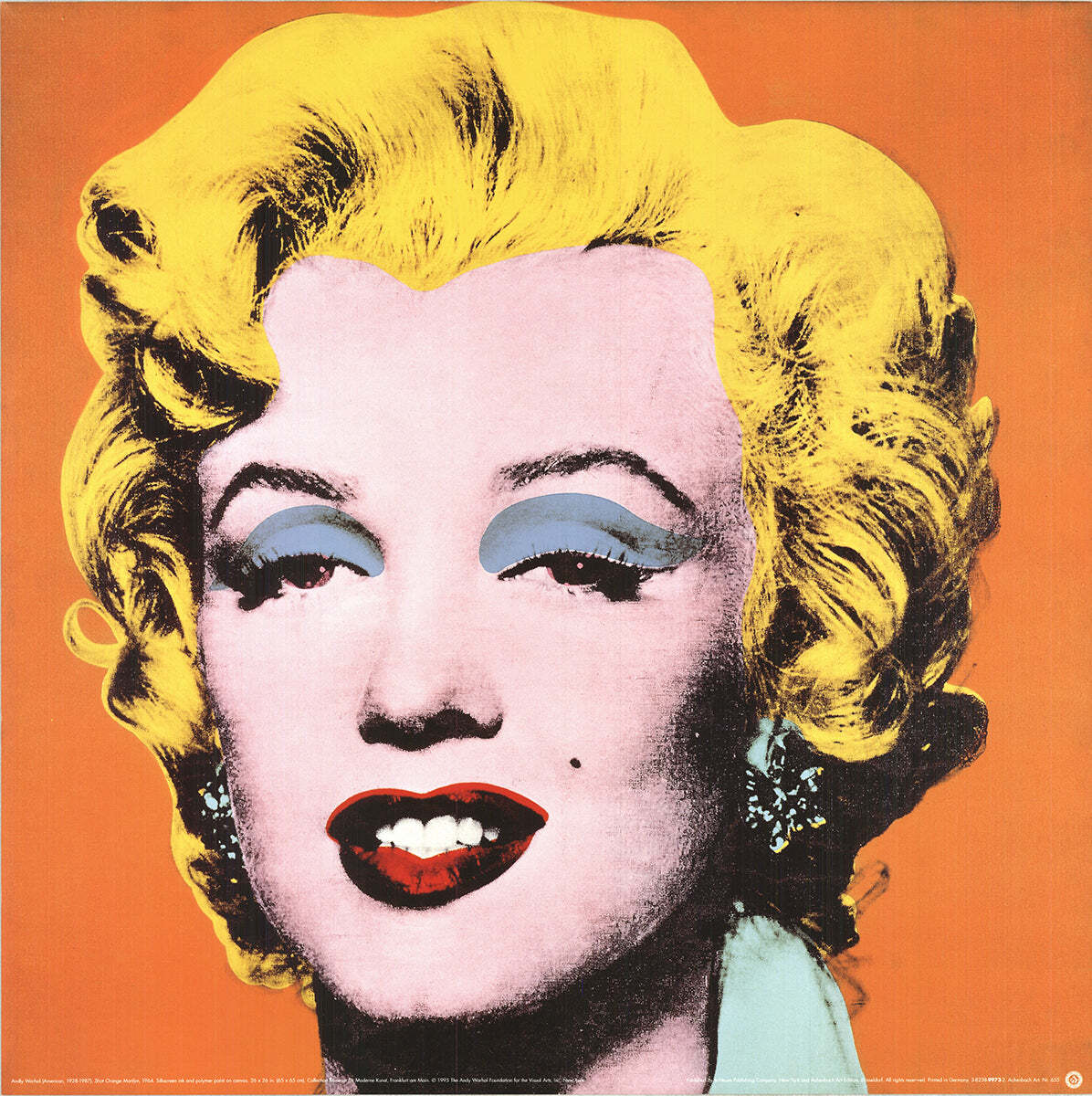Orange ANDY WARHOL Marilyn Orange (sm) 25.5" x 25.5" Poster 1995 Pop Art Yellow