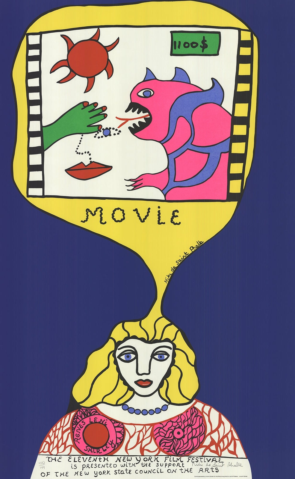 NIKI DE SAINT PHALLE Eleventh New York Film Festival SIGNED 70.25" x 37.25" Seri