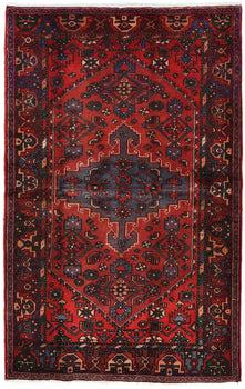 Vintage Hand-Knotted Wool Oriental Rug Red Tribal