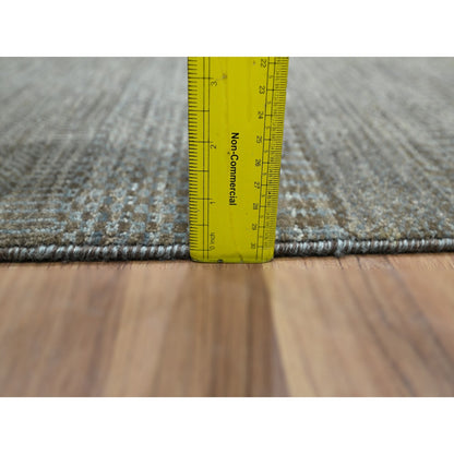 2'X3' Mocha Brown Modern Grass Design Hand Knotted 100% Wool Mat Rug