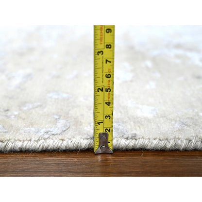 10'X13'10" Gray Soft Abstract Design Wool & Silk Hand Knotted Modern Rug
