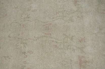 Transitional Muted Beige Floral Handmade Oriental