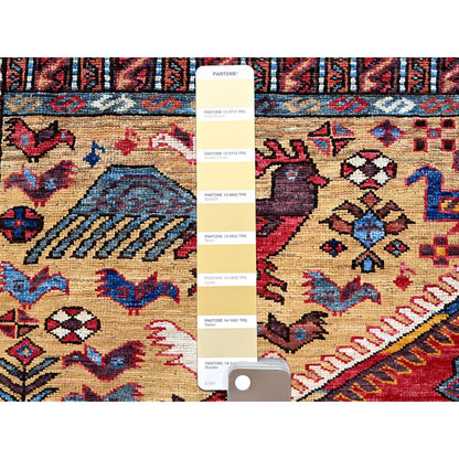 8'7"X10' Yellow Afghan Ersari With Turkish Knot Hand Knotted 100% Wool Rug