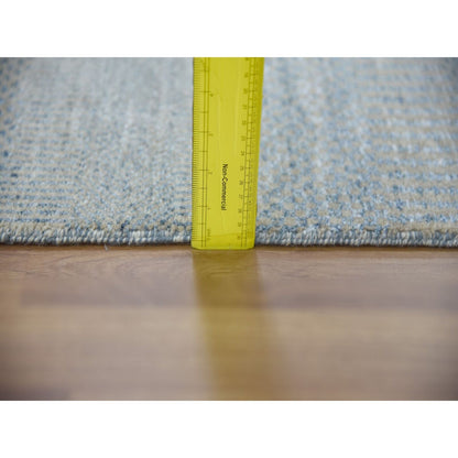 2'7"X16'4" Blue Wool And Silk Hand Knotted Modern Xl Runner Rug