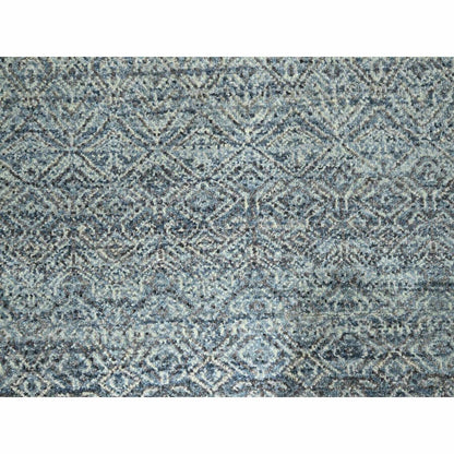 9'X11'10" Silver Blue Kohinoor Herat Diamond Design Wool Hand Knotted Rug