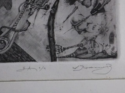 Nikolai Yanakiev "For Allen Ginsbergs Verse" Etching Limited 9/9 Signed Framed