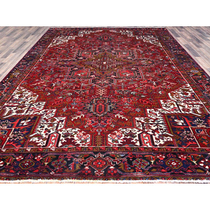 9'1"X12'4" Nationals Red Even Wear Semi Antique Sheared Low Oriental Rug