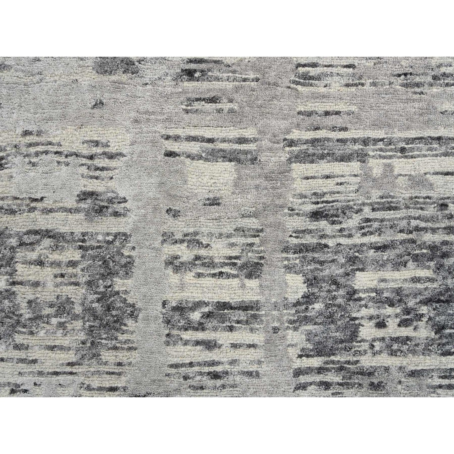 2'6"X20' Gray Modern Design Wool Hand Knotted Xl Runner Rug