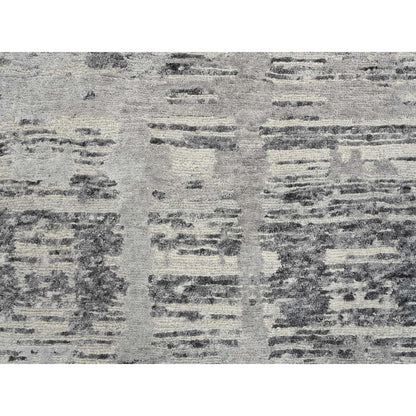 2'6"X20' Gray Modern Design Wool Hand Knotted Xl Runner Rug