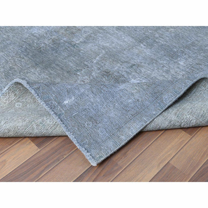 7'9"X11' Gray Worn Wool Vintage Hand Knotted Farsian Tebraz Rug