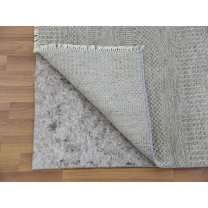 2'5"X18'6" Scorpion Gray Undyed Wool Hand Knotted Xl Runner Grass Rug