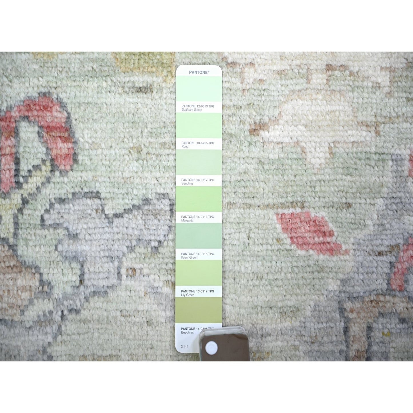 11'6"X15'7" Green Afghan Angora Oushak Wool Hand Knotted Oversized Rug