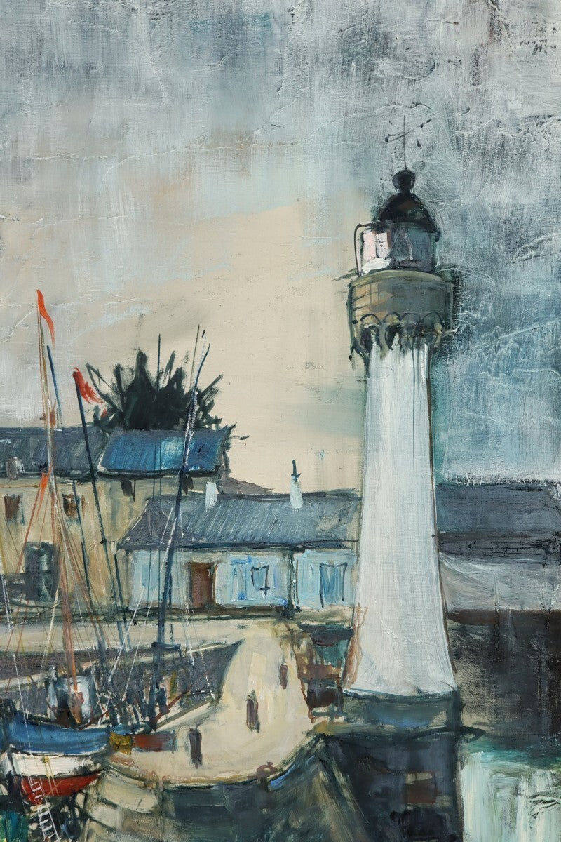 Bernard Lignon (French) Original Painting Oil On Canvas Signed Framed - Port