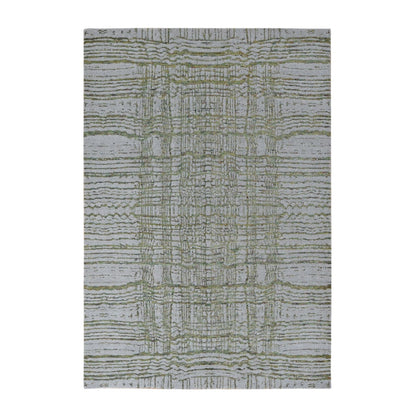 6'X8'9" Goose Gray Modern Fine Jacquard Hand Loomed Wool And Art Silk Rug