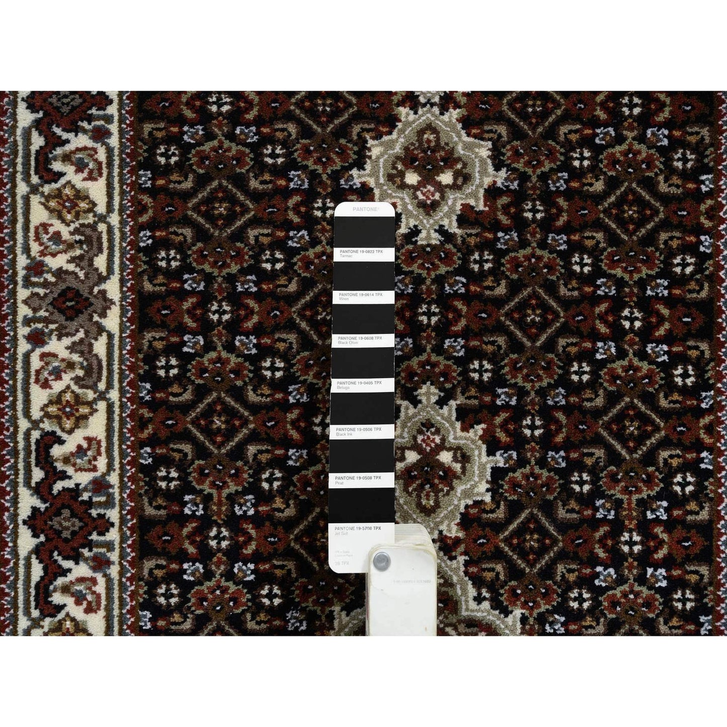 2'X8'1" Black Tebraz Mahi 175 Kpsi Pure Wool Hand Knotted Runner Rug