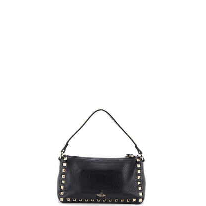 Valentino Garavani Rockstud Flip Lock Zipped Handle Crossbody Bag Grainy Leather