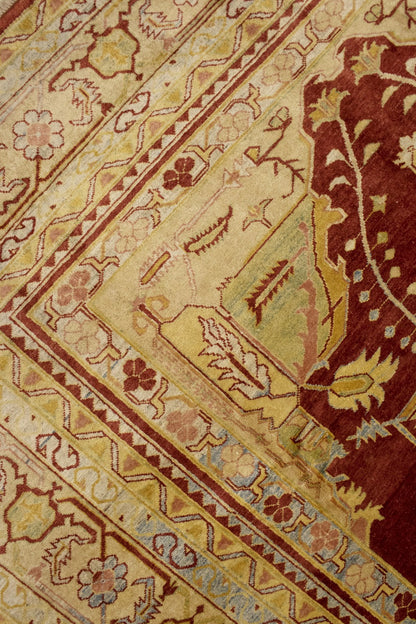 Antique-Washed Ziegler Rug Rusty Red Pakistani Handmade Wool Carpet 8'3X11'5 ft