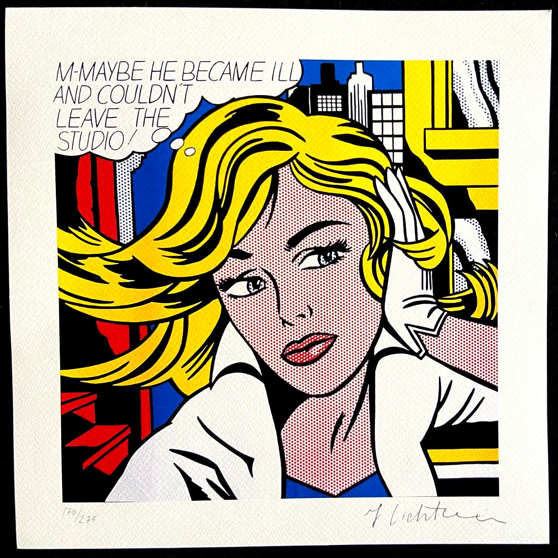 Roy Lichtenstein Lithograph "M-Maybe" Signed Limited Edition Coa