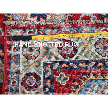 2'1"X3'1" Red Kazak With Tribal Medallions Design Wool Hand Knotted Mat Rug