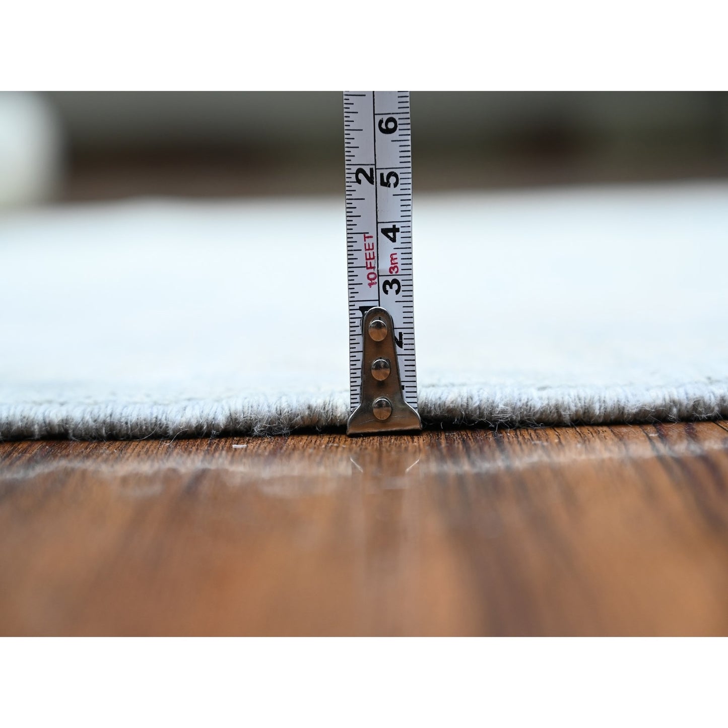 4'X10' Oxford Gray White Wash Pomegranate Wool Hand Knotted Oriental Rug