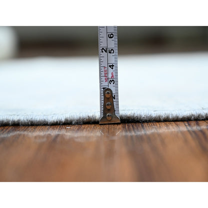 4'X10' Oxford Gray White Wash Pomegranate Wool Hand Knotted Oriental Rug