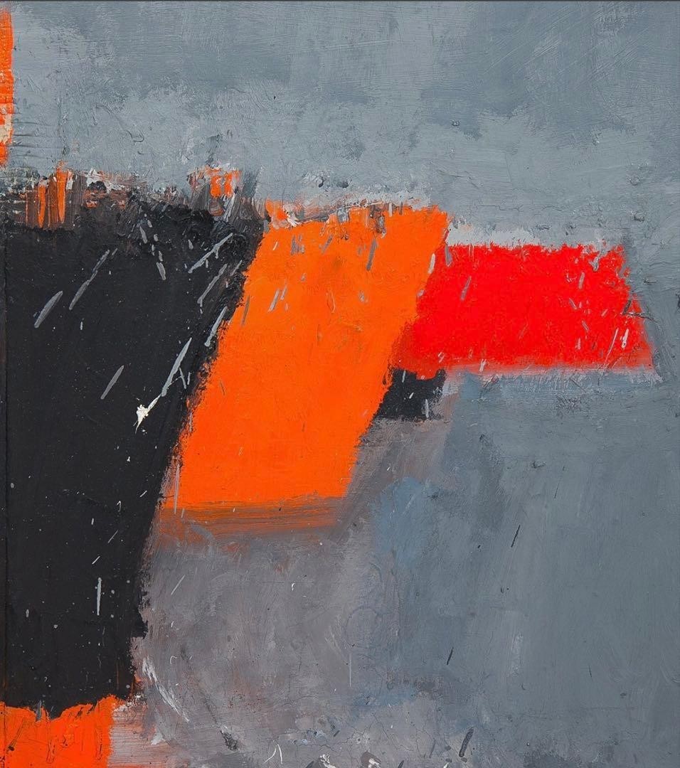 Yannis Markantonakis Port Landscape Orange I Original Oil Painting 1993 Signed