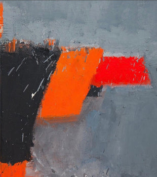 Yannis Markantonakis Port Landscape Orange I Original Oil Painting 1993 Signed